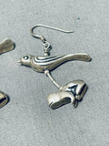Adorable Vintage Native American Navajo Sterling Silver Bird Frog Earrings-Nativo Arts