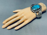 One Of The Finest Vintage Native American Navajo Blue Diamond Turquoise Sterling Silver Bracelet-Nativo Arts