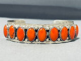 Sparkling Native American Navajo Coral Sterling Silver Bracelet-Nativo Arts