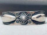 1920's Vintage Native American Navajo Hand Tooled Sterling Silver Bracelet Cuff-Nativo Arts