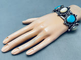 Stunning Vintage Native American Navajo Turquoise Shell Sterling Silver Bracelet-Nativo Arts