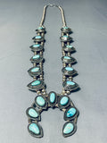 Authentic Vintage Native American Navajo Rare Turquoise Sterling Silver Squash Blossom Necklace-Nativo Arts