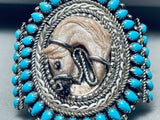 One Of The Best Ever Vintage Navajo Turquoise Horse Sterling Silver Bracelet-Nativo Arts