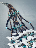 Superior Vintage Native American Navajo Bird Royston Turquoise Sterling Silver Necklace-Nativo Arts