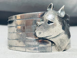 Dog Lover!! Extremely Detailed Vintage Southwest Sterling Silver Bracelet Cuff-Nativo Arts