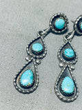 Marvelous Vintage Native American Navajo Blue Gem Turquoise Sterling Silver Earrings-Nativo Arts