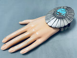 196 Grams Huge Vintage Native American Navajo Turquoise Sterling Silver Bracelet