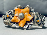 Fab And Gorgy! Vintage Hand Carved Flower Sterling Silver Clasp Bracelet-Nativo Arts