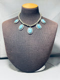 Captivating Vintage Native American Navajo 5 Bisbee Turquoise Sterling Silver Necklace-Nativo Arts