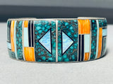 Best Mary Morgan Vintage Native American Navajo Turquoise Inlay Sterling Silver Bracelet-Nativo Arts