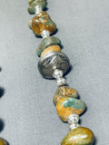 Rare Native American Navajo Royston Turquoise Fire Opal Sterling Silver Necklace-Nativo Arts