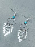 Dangle Chandelier Vintage Navajo Turquoise Sterling Silver Earrings-Nativo Arts