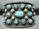 Fascinating Vintage Native American Navajo 19 Turquoise Sterling Silver Colossal Bracelet-Nativo Arts