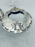 Traditional Vintage Native American Navajo Sterling Silver Large Hoop Earrings-Nativo Arts