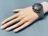Walnut Wood Turquoise Inlay Vintage Native American Navajo Sterling Silver Bracelet-Nativo Arts
