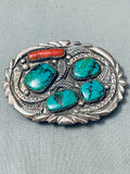 71 Grams Heavy Spiderweb Turquoise Vintage Native American Navajo Sterling Silver Buckle-Nativo Arts
