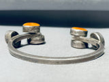One Of The Most Unique Vintage Native American Navajo Orange Shell Sterling Silver Bracelet-Nativo Arts