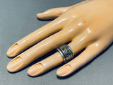 Astonishing Vintage Native American Navajo Signed Sterling Silver & 14k Gold Band Ring-Nativo Arts