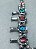 James Henderson Vintage Native American Navajo Turquoise Sterling Silver Squash Blossom Necklace-Nativo Arts
