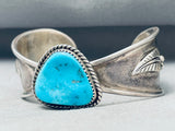 Brilliant Vintage Native American Navajo Morenci Turquoise Sterling Silver Butterfly Cuff-Nativo Arts