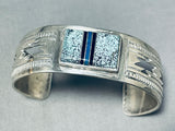 Important Cut Out Geomtrics Vintage Native American Navajo Turquoise Sterling Silver Bracelet-Nativo Arts