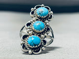 One Of Best Vintage Native American Navajo Morenci Turquoise Sterling Silver Ring Old-Nativo Arts