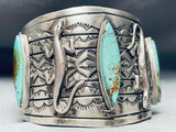 124 Grams Native American Kewa Green Turquoise Sterling Silver Bracelet Cuff-Nativo Arts