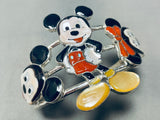 Native American Gasp! Zuni Mickey Mouse Huge Coral Sterling Silver Inlay Bracelet-Nativo Arts