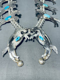 Horse Native American Navajo Turquoise Sterling Silver Squash Blossom Necklace- 190 Grams-Nativo Arts