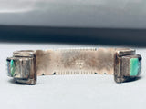 Rare 7 Inch Wrist Vintage Navajo Turquoise Inlay Sterling Silver Bracelet-Nativo Arts