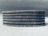 Deep Segments Vintage Native American Navajo Sterling Silver Stamped Bracelet Cuf-Nativo Arts