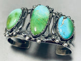 Early Royston Turquoise! Vintage Native American Navajo Sterling Silver Bracelet Old-Nativo Arts