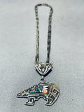 Gasp! Vintage Native American Navajo Turquoise Inlay Sterling Silver Necklace-Nativo Arts