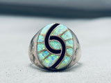 Amy Quandelacy Vintage Native American Zuni Synthetic Opal Sterling Silver Ring-Nativo Arts