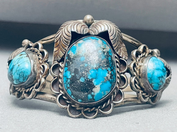 One Of The Best Vintage Native American Navajo Morenci Turquoise Sterling Silver Bracelet-Nativo Arts