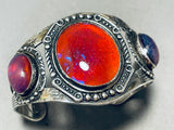 Rare Dragon Breath Opal Vintage Native American Navajo Sterling Silver Bracelet-Nativo Arts