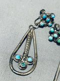 Early Vintage Native American Zuni Turquoise Snake Eyes Sterling Silver Earrings Old-Nativo Arts