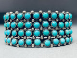 Wayne Etistty Vintage Native American Navajo Turquoise Sterling Silver Bracelet Cuff-Nativo Arts