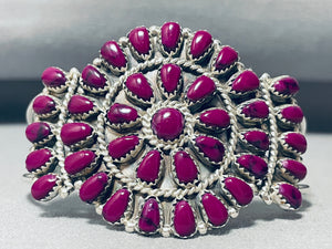 Incredible Native American Navajo Purple Stone Sterling Silver Cluster Bracelet-Nativo Arts