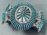 One Of Best Ever Vintage Native American Zuni Needle Turquoise Sterling Silver Cluster Bracelet-Nativo Arts