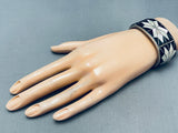 The Best Black And White Vintage Navajo 6 Inch Wrist Sterling Silver Bracelet-Nativo Arts