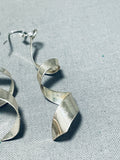 Impressive Vintage Native American Navajo Sterling Silver Swirl Earrings-Nativo Arts