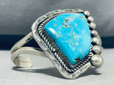 Astounding Vintage Native American Navajo Blue Gem Turquoise Sterling Silver Bracelet-Nativo Arts