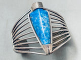 Important Carl Quintana Vintage Native American Navajo Lapis Sterling Silver Bracelet Old-Nativo Arts