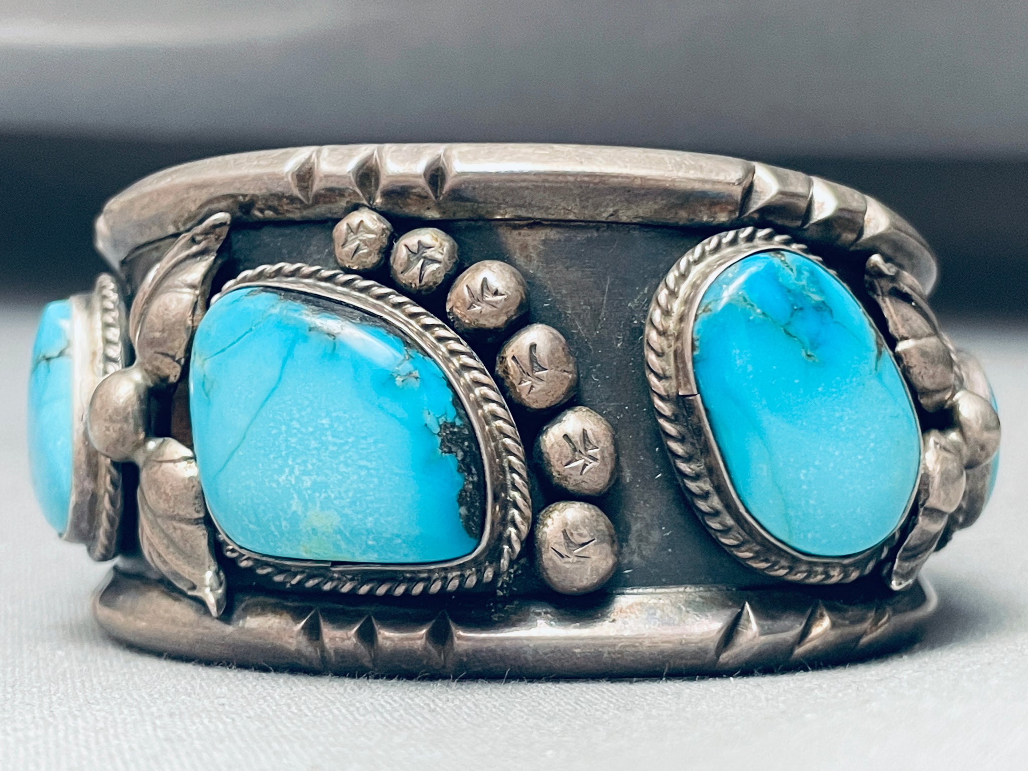 Heavy 96 Grams Vintage Native American Navajo Turquoise Sterling