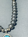 Fabulous Vintage Native American Navajo Pilot Mountain Turquoise Sterling Silver Necklace-Nativo Arts