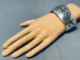 Spectacular Native American Navajo Sterling Silver Horses Bracelet Signed Fred Douglas-Nativo Arts