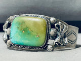Early Sturdy Vintage Native American Navajo Squared Royston Turquoise Sterling Silver Bracelet-Nativo Arts