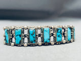 Important Vintage Native American Navajo Bisbee Turquoise Sterling Silver Bracelet Old-Nativo Arts
