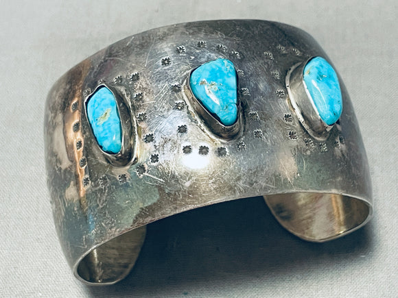 Magnificent Vintage Native American Navajo Morenci Turquoise Sterling Silver Bracelet-Nativo Arts